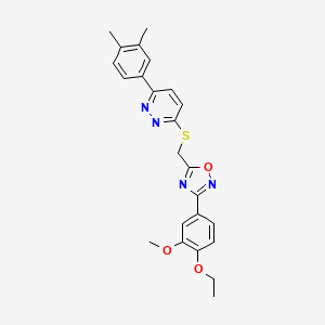 molecular formula C24H24N4O3S B2906188 3-(3,4-Dimethylphenyl)-6-({[3-(4-ethoxy-3-methoxyphenyl)-1,2,4-oxadiazol-5-yl]methyl}thio)pyridazine CAS No. 1115285-85-2