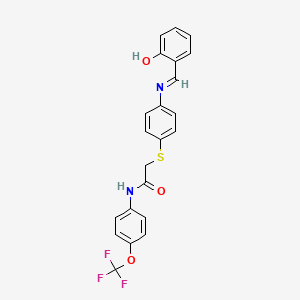 2-[(4-{[(E)-(2-hydroxyphenyl)methylidene]amino}phenyl)sulfanyl]-N-[4-(trifluoromethoxy)phenyl]acetamide