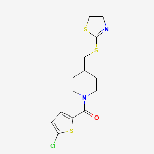 (5-Chlorothiophen-2-yl)(4-(((4,5-dihydrothiazol-2-yl)thio)methyl)piperidin-1-yl)methanone
