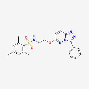molecular formula C22H23N5O3S B2906205 2,4,6-trimethyl-N-(2-((3-phenyl-[1,2,4]triazolo[4,3-b]pyridazin-6-yl)oxy)ethyl)benzenesulfonamide CAS No. 1021112-01-5