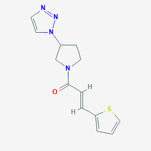 molecular formula C13H14N4OS B2906206 (E)-1-(3-(1H-1,2,3-triazol-1-yl)pyrrolidin-1-yl)-3-(thiophen-2-yl)prop-2-en-1-one CAS No. 2034998-13-3