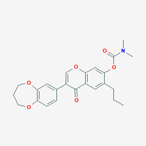 molecular formula C24H25NO6 B2906222 3-(3,4-dihydro-2H-benzo[b][1,4]dioxepin-7-yl)-4-oxo-6-propyl-4H-chromen-7-yl dimethylcarbamate CAS No. 637747-00-3