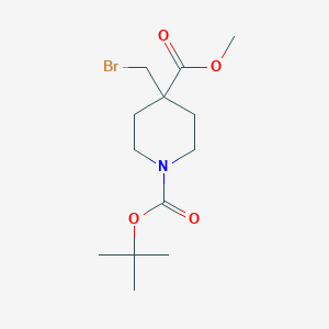 molecular formula C13H22BrNO4 B2906226 1-O-Tert-butyl 4-O-methyl 4-(bromomethyl)piperidine-1,4-dicarboxylate CAS No. 2445793-51-9