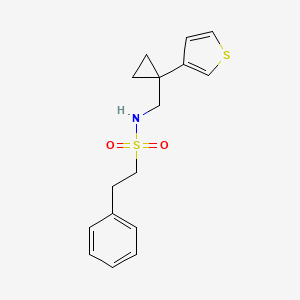 2-Phenyl-N-[(1-thiophen-3-ylcyclopropyl)methyl]ethanesulfonamide
