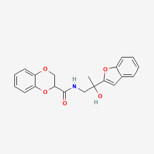 molecular formula C20H19NO5 B2906231 N-(2-(benzofuran-2-yl)-2-hydroxypropyl)-2,3-dihydrobenzo[b][1,4]dioxine-2-carboxamide CAS No. 2034441-17-1