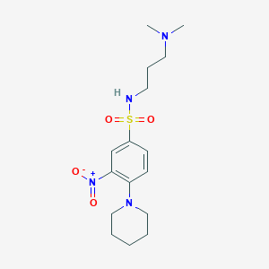 N-[3-(dimethylamino)propyl]-3-nitro-4-(piperidin-1-yl)benzene-1-sulfonamide