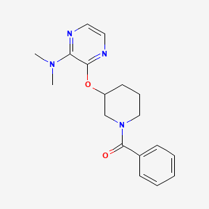 molecular formula C18H22N4O2 B2906251 (3-((3-(Dimethylamino)pyrazin-2-yl)oxy)piperidin-1-yl)(phenyl)methanone CAS No. 2034582-05-1