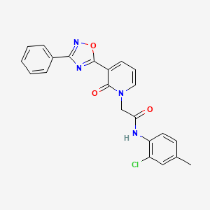 molecular formula C22H17ClN4O3 B2906258 N-(2-chloro-4-methylphenyl)-2-[2-oxo-3-(3-phenyl-1,2,4-oxadiazol-5-yl)pyridin-1(2H)-yl]acetamide CAS No. 1105200-98-3