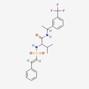 3-Methyl-2-[[(E)-2-phenylethenyl]sulfonylamino]-N-[1-[3-(trifluoromethyl)phenyl]ethyl]butanamide