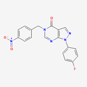 molecular formula C18H12FN5O3 B2906261 1-(4-fluorophenyl)-5-(4-nitrobenzyl)-1H-pyrazolo[3,4-d]pyrimidin-4(5H)-one CAS No. 852450-88-5