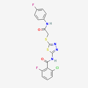 molecular formula C17H11ClF2N4O2S2 B2906268 2-chloro-6-fluoro-N-(5-((2-((4-fluorophenyl)amino)-2-oxoethyl)thio)-1,3,4-thiadiazol-2-yl)benzamide CAS No. 391869-85-5