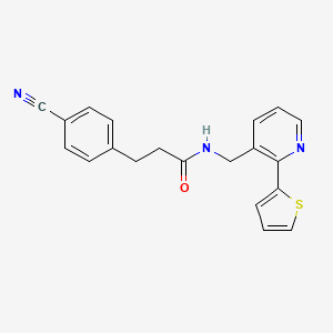 molecular formula C20H17N3OS B2906297 3-(4-cyanophenyl)-N-((2-(thiophen-2-yl)pyridin-3-yl)methyl)propanamide CAS No. 2034433-91-3