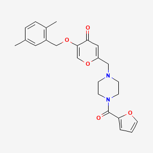 molecular formula C24H26N2O5 B2906303 5-[(2,5-Dimethylphenyl)methoxy]-2-[[4-(furan-2-carbonyl)piperazin-1-yl]methyl]pyran-4-one CAS No. 898418-25-2