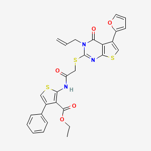 Ethyl 2-[[2-[5-(furan-2-yl)-4-oxo-3-prop-2-enylthieno[2,3-d]pyrimidin-2-yl]sulfanylacetyl]amino]-4-phenylthiophene-3-carboxylate