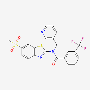 molecular formula C22H16F3N3O3S2 B2906310 N-(6-(methylsulfonyl)benzo[d]thiazol-2-yl)-N-(pyridin-3-ylmethyl)-3-(trifluoromethyl)benzamide CAS No. 923436-31-1