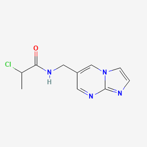 molecular formula C10H11ClN4O B2906316 2-Chloro-N-(imidazo[1,2-a]pyrimidin-6-ylmethyl)propanamide CAS No. 2411301-70-5