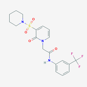 molecular formula C19H20F3N3O4S B2906321 2-(2-oxo-3-(piperidin-1-ylsulfonyl)pyridin-1(2H)-yl)-N-(3-(trifluoromethyl)phenyl)acetamide CAS No. 1251679-92-1