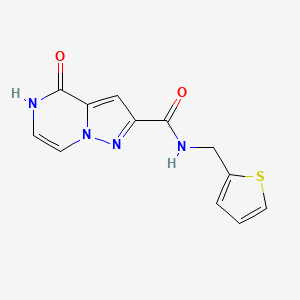 molecular formula C12H10N4O2S B2906340 4-oxo-N-(thiophen-2-ylmethyl)-4,5-dihydropyrazolo[1,5-a]pyrazine-2-carboxamide CAS No. 1798673-53-6