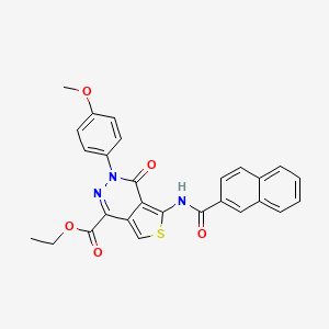 molecular formula C27H21N3O5S B2906341 Ethyl 3-(4-methoxyphenyl)-5-(naphthalene-2-carbonylamino)-4-oxothieno[3,4-d]pyridazine-1-carboxylate CAS No. 851952-22-2