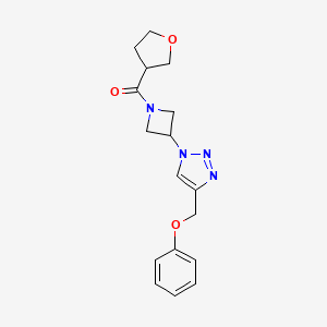 molecular formula C17H20N4O3 B2906343 (3-(4-(phenoxymethyl)-1H-1,2,3-triazol-1-yl)azetidin-1-yl)(tetrahydrofuran-3-yl)methanone CAS No. 2034249-65-3
