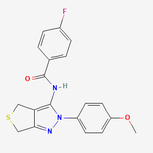 molecular formula C19H16FN3O2S B2906346 4-fluoro-N-(2-(4-methoxyphenyl)-4,6-dihydro-2H-thieno[3,4-c]pyrazol-3-yl)benzamide CAS No. 392254-04-5