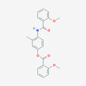 molecular formula C23H21NO5 B290635 4-[(2-Methoxybenzoyl)amino]-3-methylphenyl 2-methoxybenzoate 