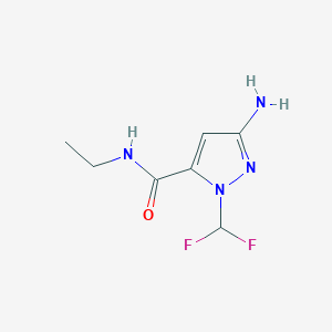 molecular formula C7H10F2N4O B2906350 5-Amino-2-(difluoromethyl)-N-ethylpyrazole-3-carboxamide CAS No. 2226033-98-1