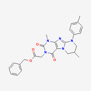 molecular formula C26H27N5O4 B2906352 benzyl 2-[1,7-dimethyl-9-(4-methylphenyl)-2,4-dioxo-7,8-dihydro-6H-purino[7,8-a]pyrimidin-3-yl]acetate CAS No. 844825-36-1