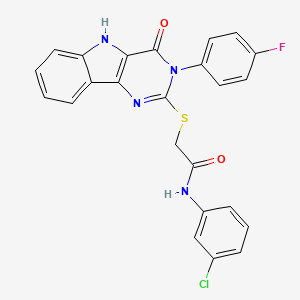 molecular formula C24H16ClFN4O2S B2906358 N-(3-chlorophenyl)-2-((3-(4-fluorophenyl)-4-oxo-4,5-dihydro-3H-pyrimido[5,4-b]indol-2-yl)thio)acetamide CAS No. 536712-22-8