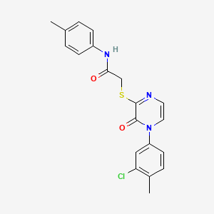 molecular formula C20H18ClN3O2S B2906369 2-[4-(3-chloro-4-methylphenyl)-3-oxopyrazin-2-yl]sulfanyl-N-(4-methylphenyl)acetamide CAS No. 899988-12-6