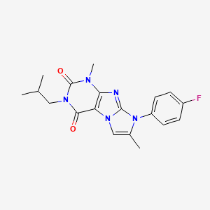 molecular formula C19H20FN5O2 B2906385 8-(4-fluorophenyl)-3-isobutyl-1,7-dimethyl-1H-imidazo[2,1-f]purine-2,4(3H,8H)-dione CAS No. 900272-54-0