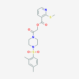 molecular formula C21H25N3O5S2 B2906388 [2-[4-(2,4-Dimethylphenyl)sulfonylpiperazin-1-yl]-2-oxoethyl] 2-methylsulfanylpyridine-3-carboxylate CAS No. 877953-99-6