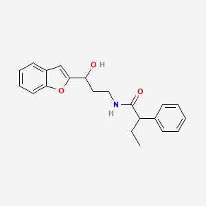 molecular formula C21H23NO3 B2906396 N-(3-(benzofuran-2-yl)-3-hydroxypropyl)-2-phenylbutanamide CAS No. 1448045-75-7