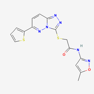 molecular formula C15H12N6O2S2 B2906404 N-(5-methylisoxazol-3-yl)-2-{[6-(2-thienyl)[1,2,4]triazolo[4,3-b]pyridazin-3-yl]thio}acetamide CAS No. 891101-82-9