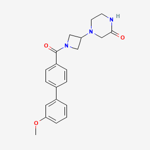 molecular formula C21H23N3O3 B2906414 4-(1-(3'-Methoxy-[1,1'-biphenyl]-4-carbonyl)azetidin-3-yl)piperazin-2-one CAS No. 2320671-10-9