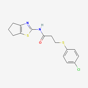 molecular formula C15H15ClN2OS2 B2906416 3-[(4-chlorophenyl)sulfanyl]-N-{4H,5H,6H-cyclopenta[d][1,3]thiazol-2-yl}propanamide CAS No. 898438-62-5