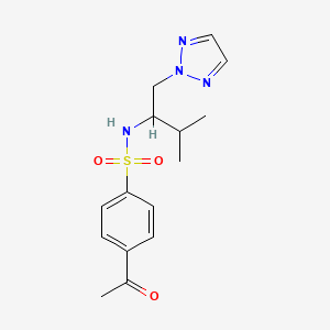 molecular formula C15H20N4O3S B2906418 4-acetyl-N-(3-methyl-1-(2H-1,2,3-triazol-2-yl)butan-2-yl)benzenesulfonamide CAS No. 2034246-44-9