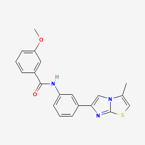 molecular formula C20H17N3O2S B2906419 3-methoxy-N-(3-(3-methylimidazo[2,1-b]thiazol-6-yl)phenyl)benzamide CAS No. 893982-83-7