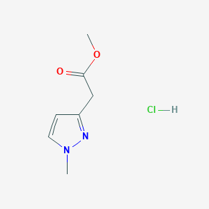 molecular formula C7H11ClN2O2 B2906420 Methyl 2-(1-methylpyrazol-3-yl)acetate;hydrochloride CAS No. 2248318-37-6