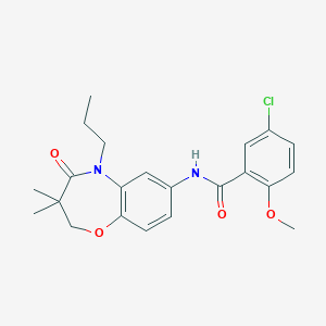 molecular formula C22H25ClN2O4 B2906428 5-chloro-N-(3,3-dimethyl-4-oxo-5-propyl-2,3,4,5-tetrahydrobenzo[b][1,4]oxazepin-7-yl)-2-methoxybenzamide CAS No. 921864-35-9