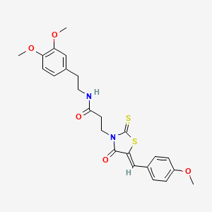 molecular formula C24H26N2O5S2 B2906438 (Z)-N-(3,4-dimethoxyphenethyl)-3-(5-(4-methoxybenzylidene)-4-oxo-2-thioxothiazolidin-3-yl)propanamide CAS No. 900135-27-5