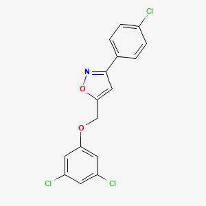 molecular formula C16H10Cl3NO2 B2906439 3-(4-Chlorophenyl)-5-[(3,5-dichlorophenoxy)methyl]-1,2-oxazole CAS No. 672951-49-4