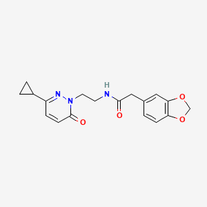 molecular formula C18H19N3O4 B2906445 2-(benzo[d][1,3]dioxol-5-yl)-N-(2-(3-cyclopropyl-6-oxopyridazin-1(6H)-yl)ethyl)acetamide CAS No. 2034534-82-0