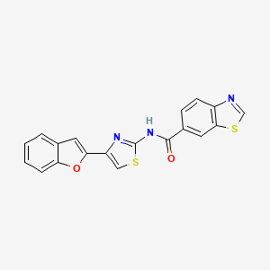 molecular formula C19H11N3O2S2 B2906448 N-[4-(1-benzofuran-2-yl)-1,3-thiazol-2-yl]-1,3-benzothiazole-6-carboxamide CAS No. 941998-55-6