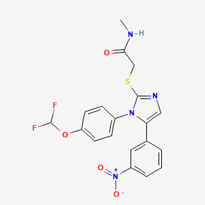 molecular formula C19H16F2N4O4S B2906461 2-((1-(4-(difluoromethoxy)phenyl)-5-(3-nitrophenyl)-1H-imidazol-2-yl)thio)-N-methylacetamide CAS No. 1226437-96-2