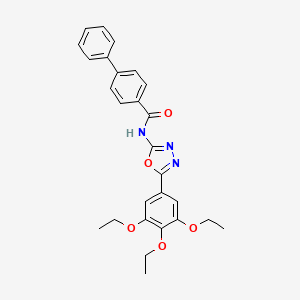 molecular formula C27H27N3O5 B2906463 N-(5-(3,4,5-triethoxyphenyl)-1,3,4-oxadiazol-2-yl)-[1,1'-biphenyl]-4-carboxamide CAS No. 891124-22-4