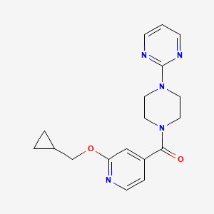 molecular formula C18H21N5O2 B2906464 (2-(Cyclopropylmethoxy)pyridin-4-yl)(4-(pyrimidin-2-yl)piperazin-1-yl)methanone CAS No. 2034359-08-3