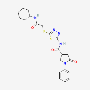 N-(5-((2-(cyclohexylamino)-2-oxoethyl)thio)-1,3,4-thiadiazol-2-yl)-5-oxo-1-phenylpyrrolidine-3-carboxamide