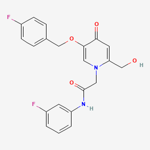molecular formula C21H18F2N2O4 B2906474 2-(5-((4-fluorobenzyl)oxy)-2-(hydroxymethyl)-4-oxopyridin-1(4H)-yl)-N-(3-fluorophenyl)acetamide CAS No. 946380-52-5