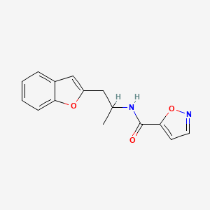 molecular formula C15H14N2O3 B2906476 N-(1-(benzofuran-2-yl)propan-2-yl)isoxazole-5-carboxamide CAS No. 2034293-48-4